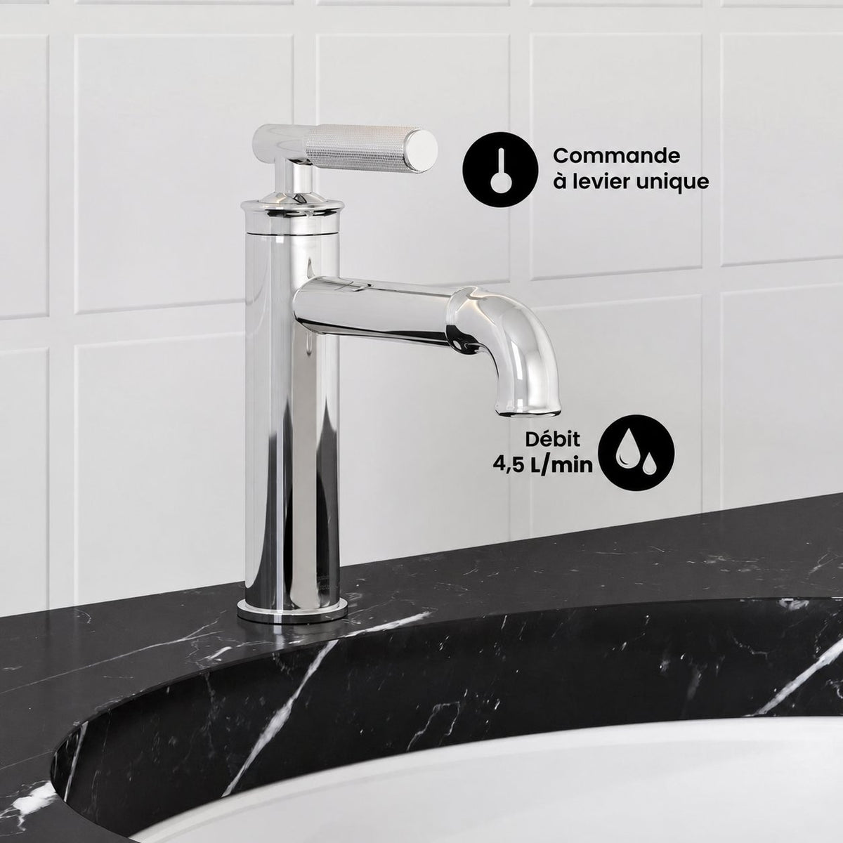 Avallon monotrou, monocommande Sleek, mitigeur de lavabo – finition Chrome
