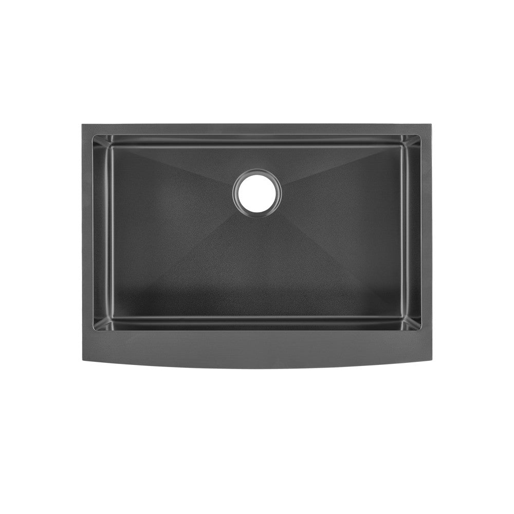 Rivage 76,2 × 53,3 cm acier inoxydable, simple Basin, Farmhouse évier de cuisine avec Apron – finition noir