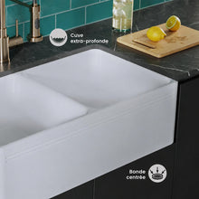 Delice 86,4 cm double Basin céramique Farmhouse évier de cuisine – finition blanc brillant