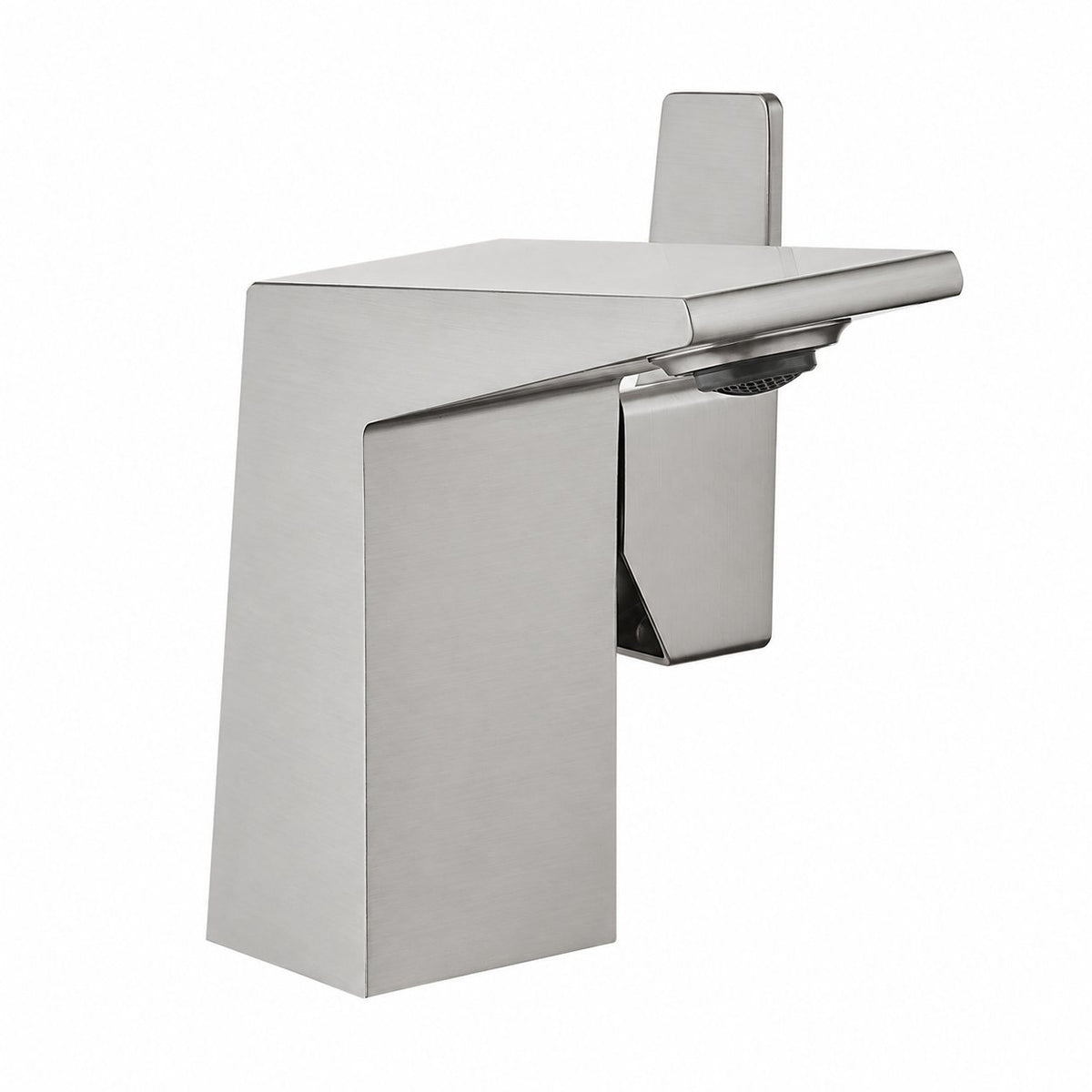 Carre monotrou, monocommande, mitigeur de lavabo – finition nickel brossé