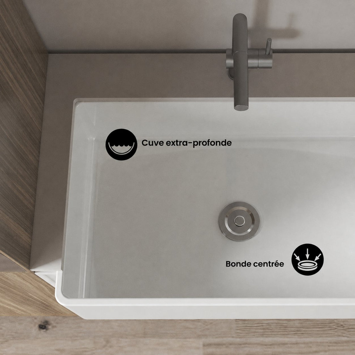 Elegance 83,8 cm simple Basin Fireclay Farmhouse évier de cuisine – finition blanc brillant