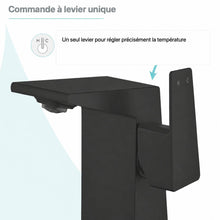Carre monotrou, monocommande, mitigeur de lavabo – finition noir mat