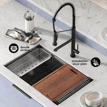 Tourner 76,2 × 48,3 cm acier inoxydable, simple Basin, Undermount Kitchen Workstation vasque – finition noir
