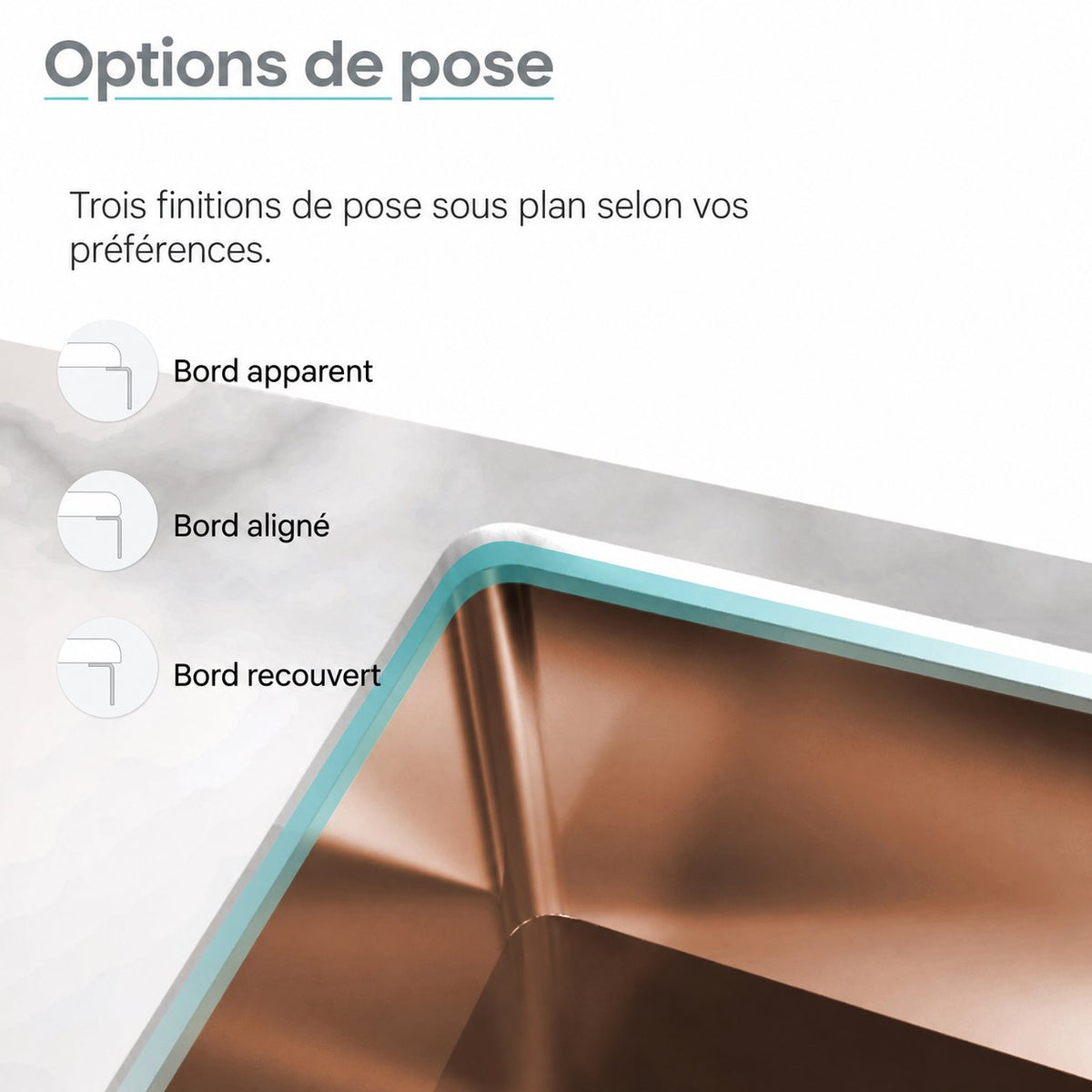 Rivage 58,4 × 45,7 cm acier inoxydable, simple Basin, Undermount évier de cuisine, Rose or