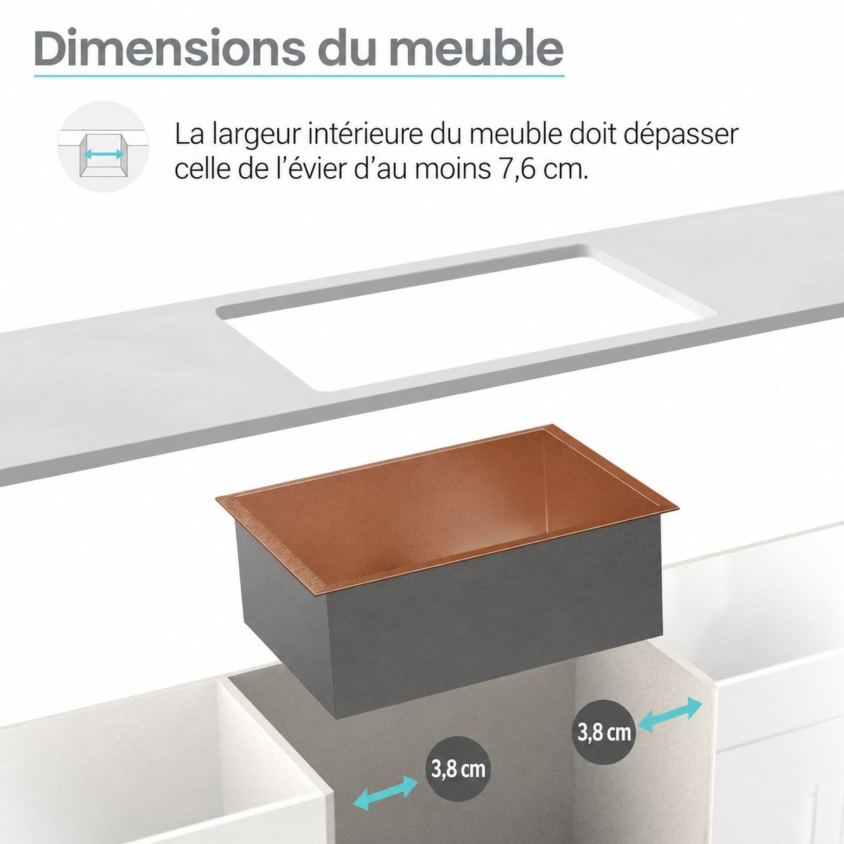 Rivage 58,4 × 45,7 cm acier inoxydable, simple Basin, Undermount évier de cuisine, Rose or