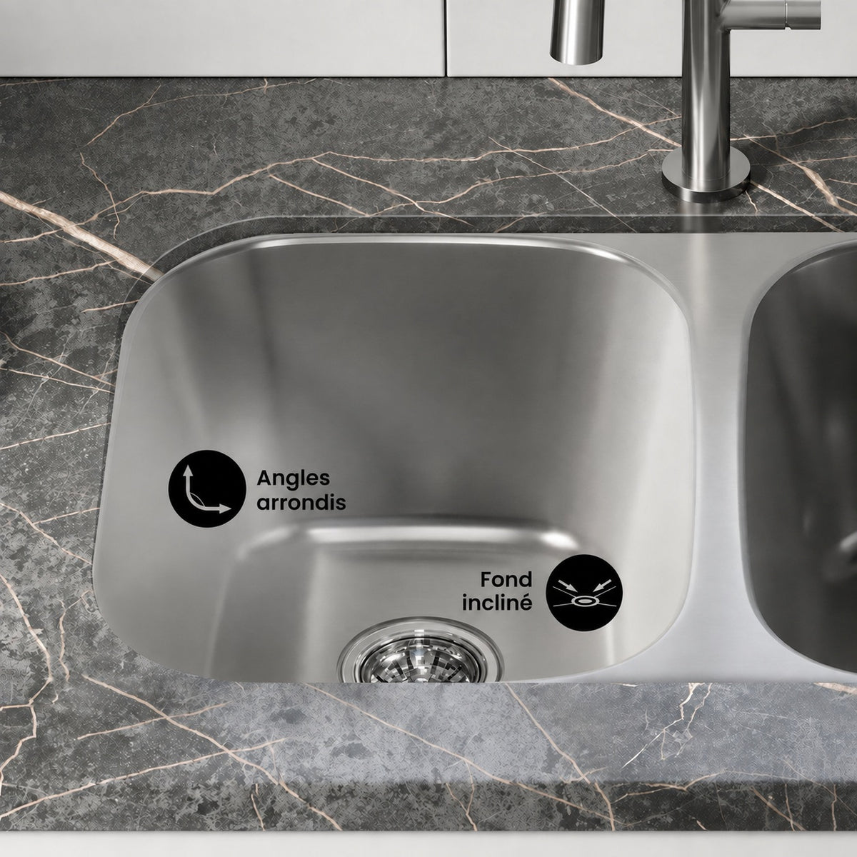 Toulouse 81,3 × 48,3 cm Low Divide acier inoxydable, Dual Basin, Under-Mount évier de cuisine