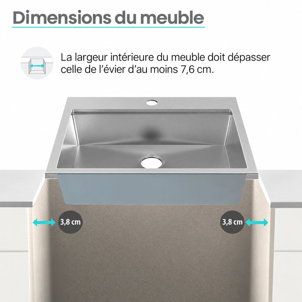 Ravi simple Basin 76,2 × 55,9 cm Topmount Kitchen Workstation vasque