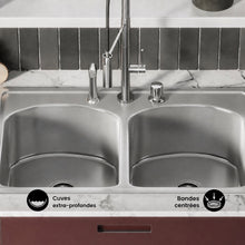 Ouvert 83,8 × 55,9 cm acier inoxydable, Dual Basin, Top-Mount évier de cuisine