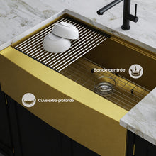 Tourner 83,8 × 55,9 cm acier inoxydable, simple Basin, Farmhouse Kitchen Workstation vasque avec Apron – finition or