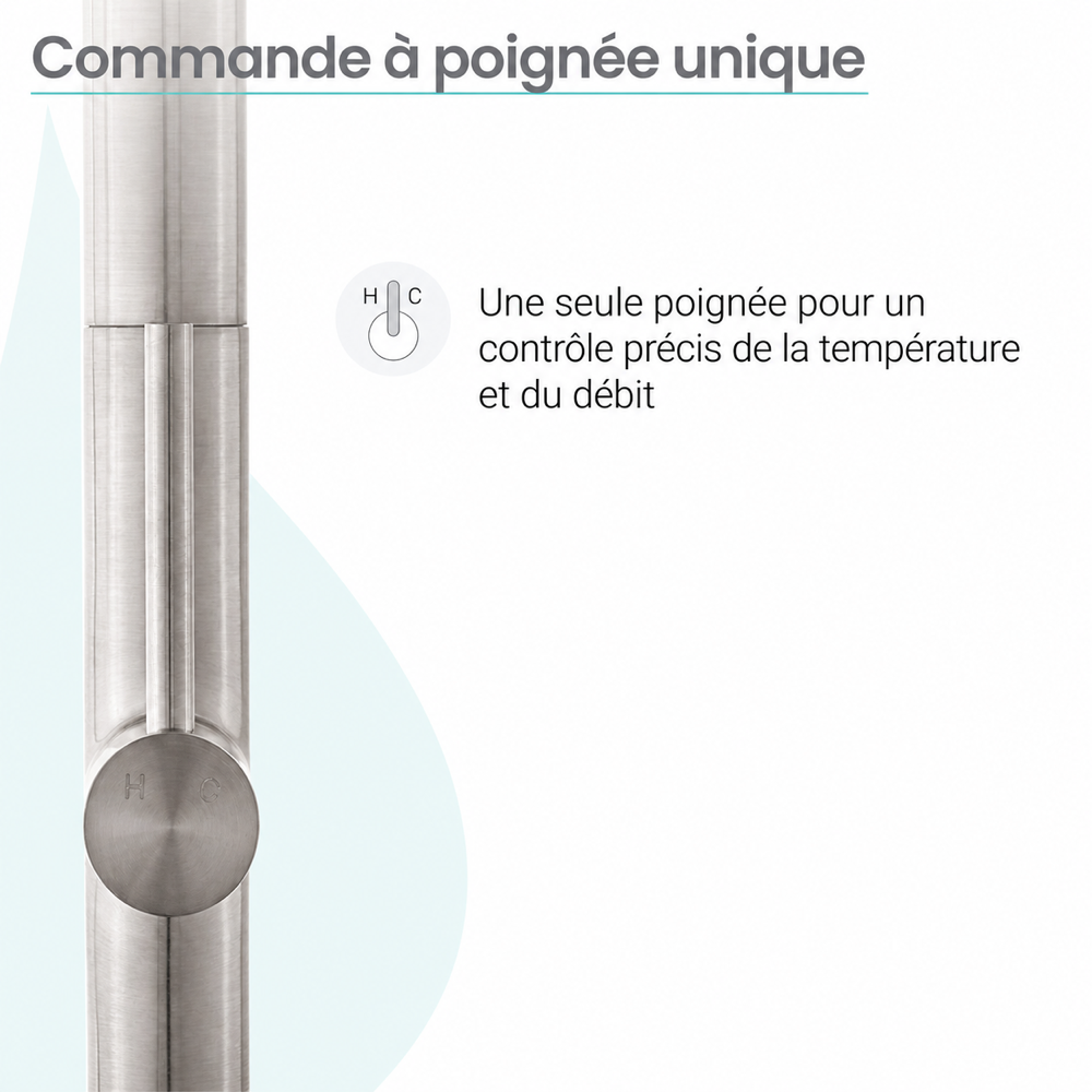 Chalet — Mitigeur de cuisine avec douchette extractible, nickel brossé