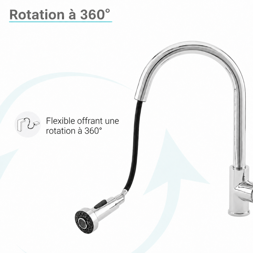 Nouvet — Mitigeur de cuisine avec douchette extractible, chrome
