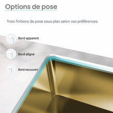 Rivage 83,8 × 50,8 cm acier inoxydable, Dual Basin, Undermount évier de cuisine – finition or