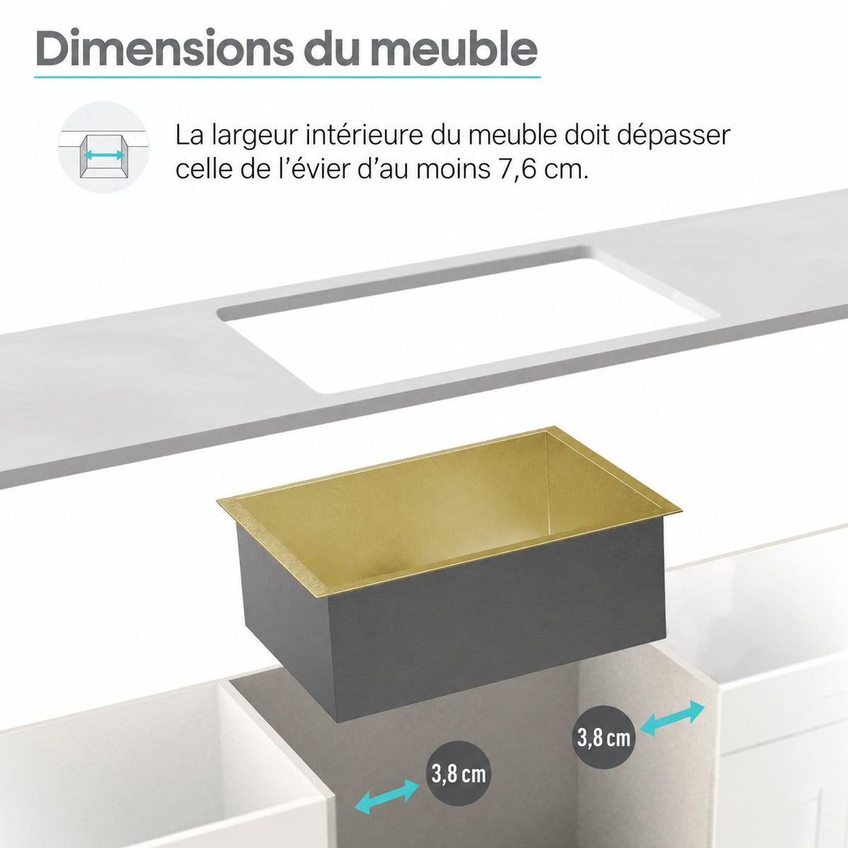 Rivage 83,8 × 50,8 cm acier inoxydable, Dual Basin, Undermount évier de cuisine – finition or