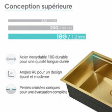 Tourner 81,3 cm 18 Gauge acier inoxydable Undermount évier de cuisine – finition or poli