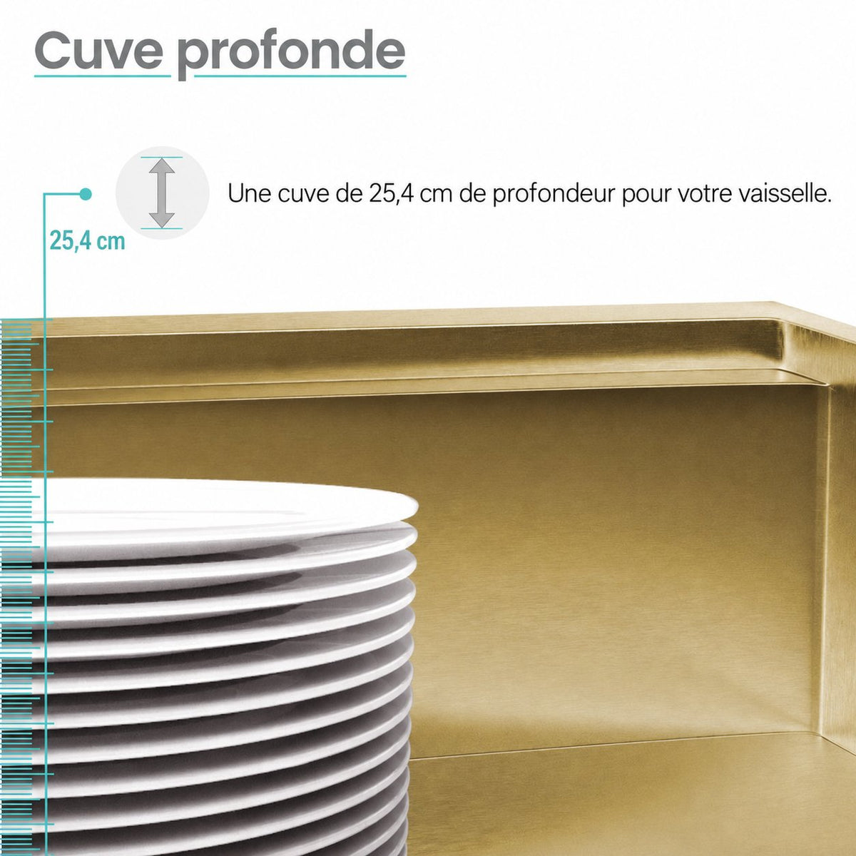 Tourner 81,3 cm 18 Gauge acier inoxydable Undermount évier de cuisine – finition or poli