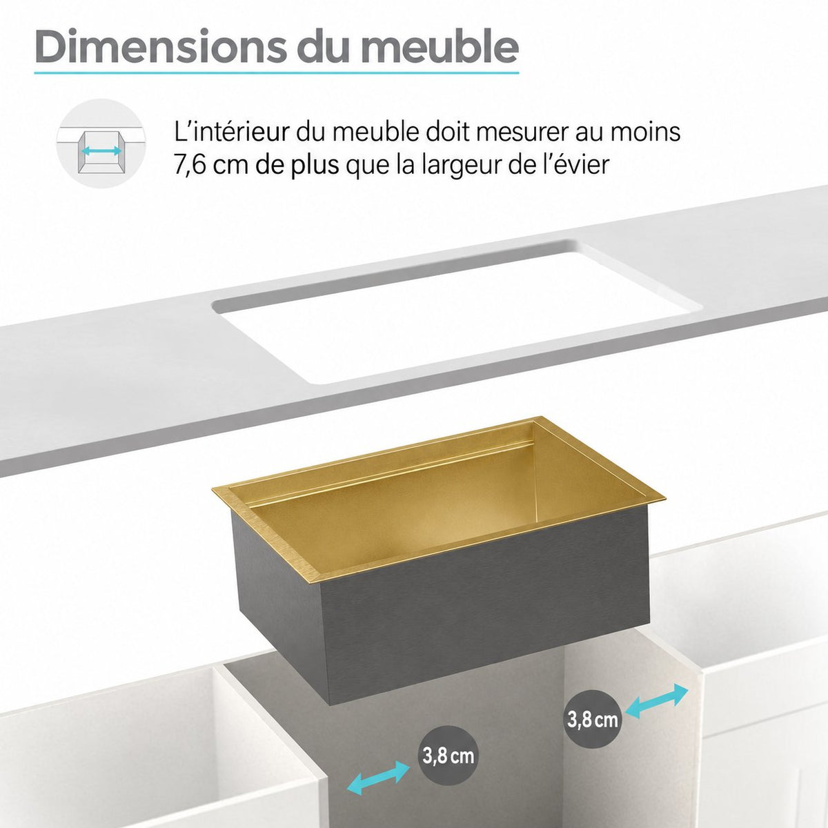 Tourner 81,3 cm 18 Gauge acier inoxydable Undermount évier de cuisine – finition or poli