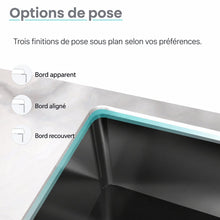 Tourner 68,6 × 48,3 cm acier inoxydable, simple Basin, Undermount évier de cuisine – finition noir