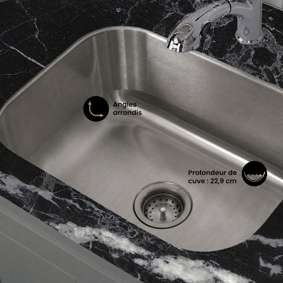 Toulouse 23 1/8 x 17 7/8 acier inoxydable, simple Basin, Undermount évier de cuisine