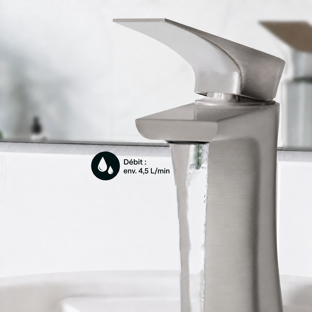 Monaco — Mitigeur de lavabo, nickel brossé