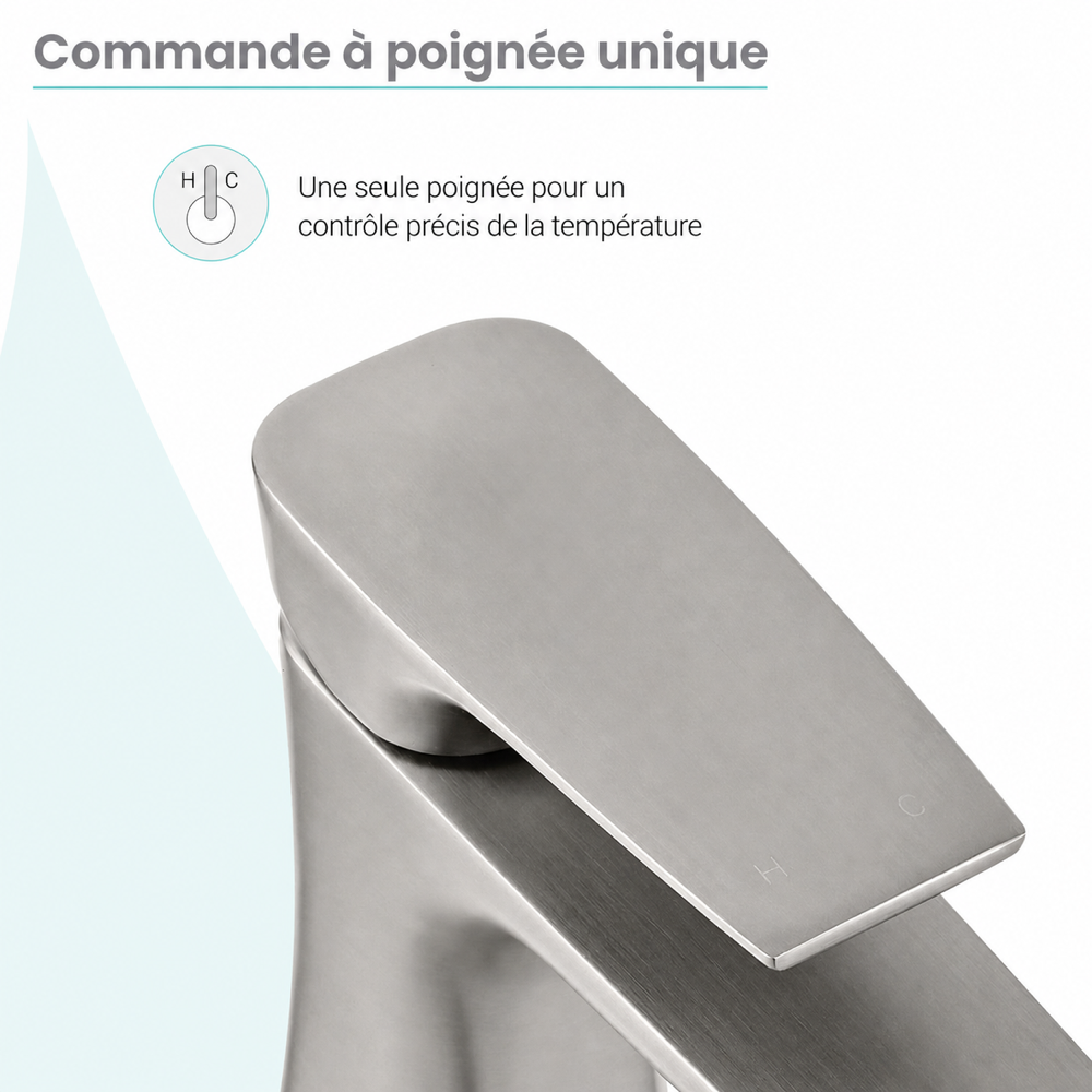 Monaco — Mitigeur de lavabo, nickel brossé