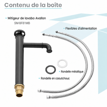 Avallon — Mitigeur de lavabo haut à commande ronde, noir mat