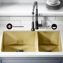 Rivage 83,8 × 50,8 cm acier inoxydable, Dual Basin, Undermount évier de cuisine – finition or