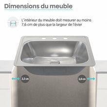 Ouvert 83,8 × 55,9 cm acier inoxydable, Dual Basin, Top-Mount évier de cuisine