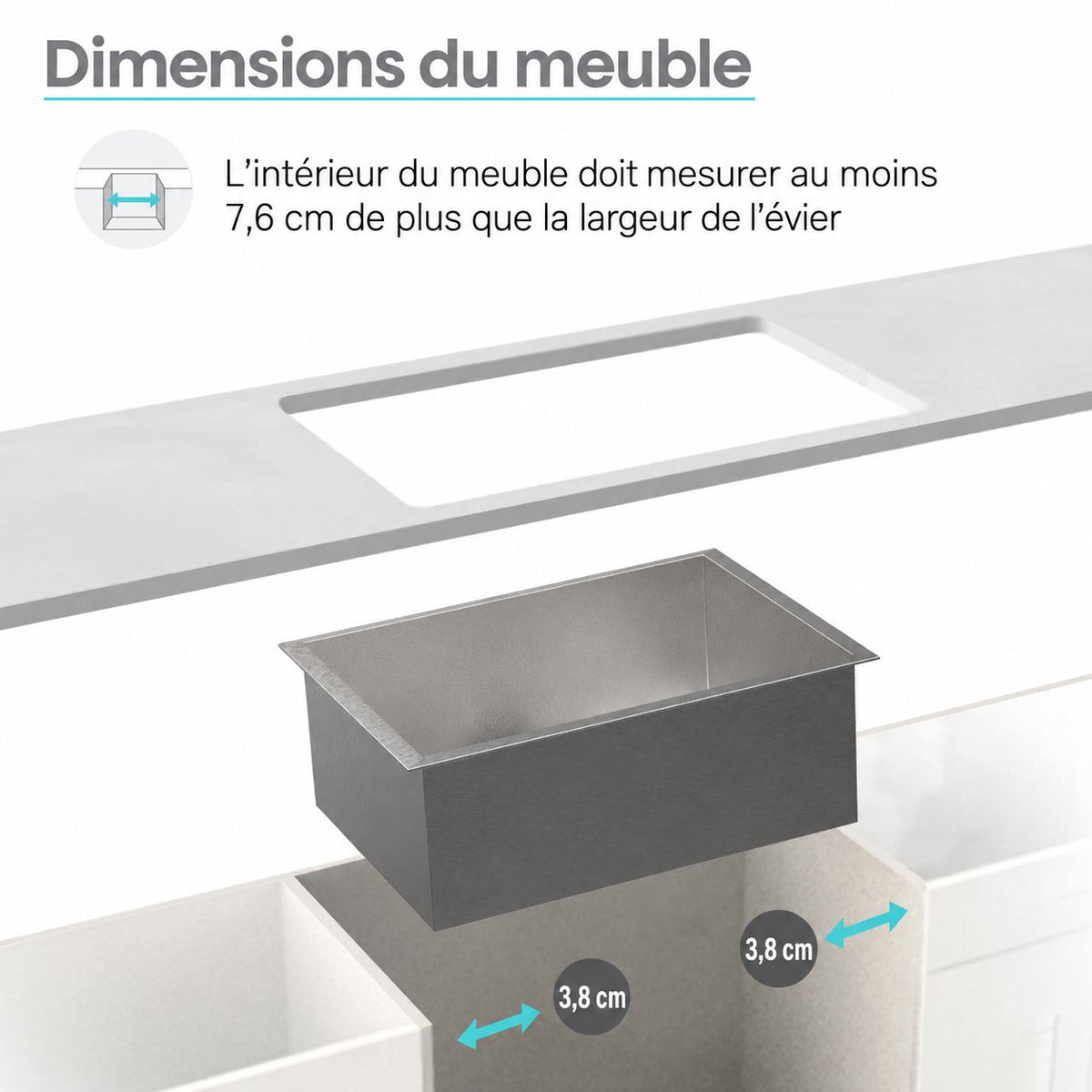 Toulouse 40,6 × 45,7 cm acier inoxydable simple Basin Undermount évier de cuisine