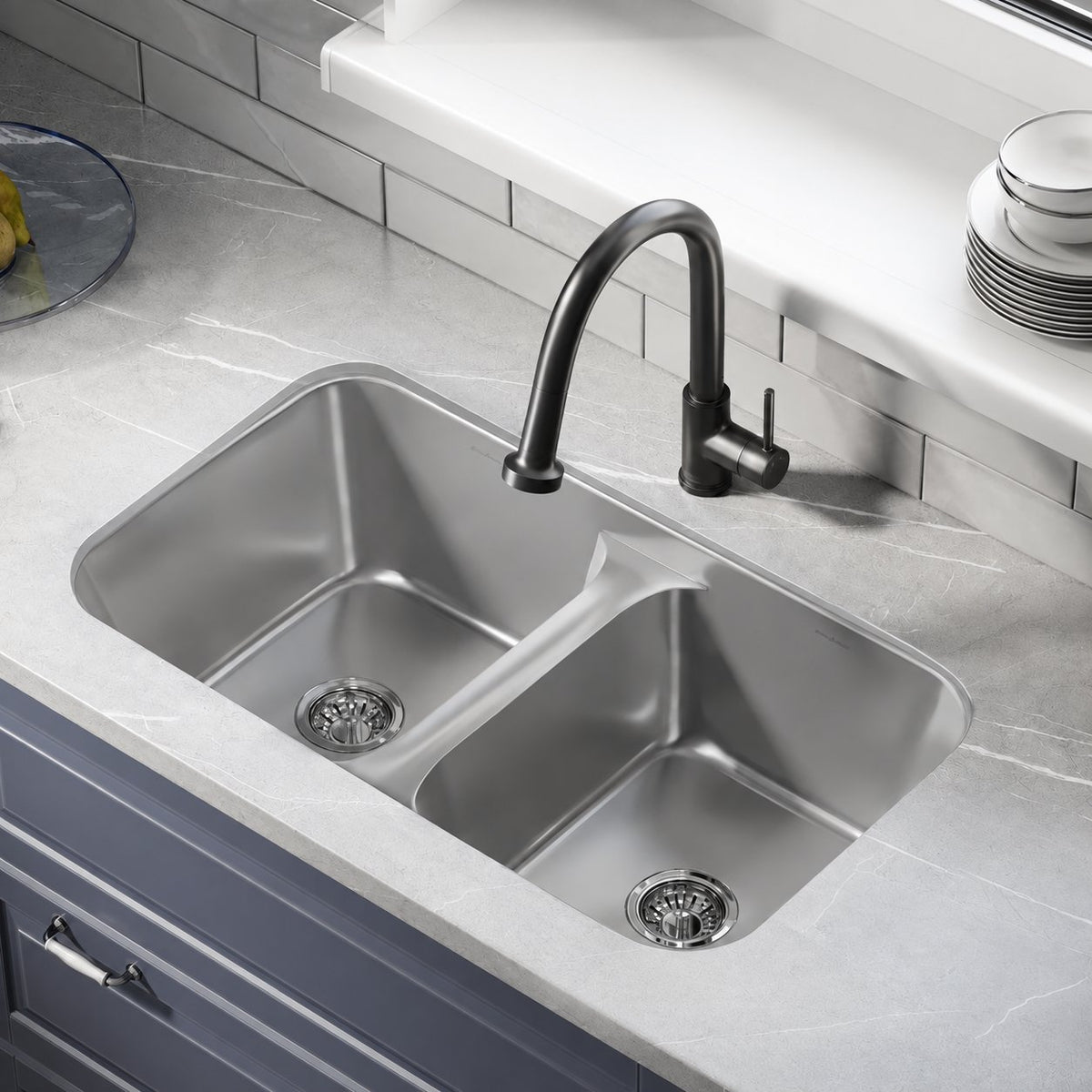 Toulouse 73,7 × 45,7 cm acier inoxydable, Dual Basin, Undermount évier de cuisine