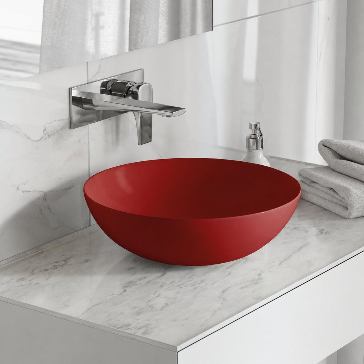 Classe 16 céramique vasque – finition rouge mat