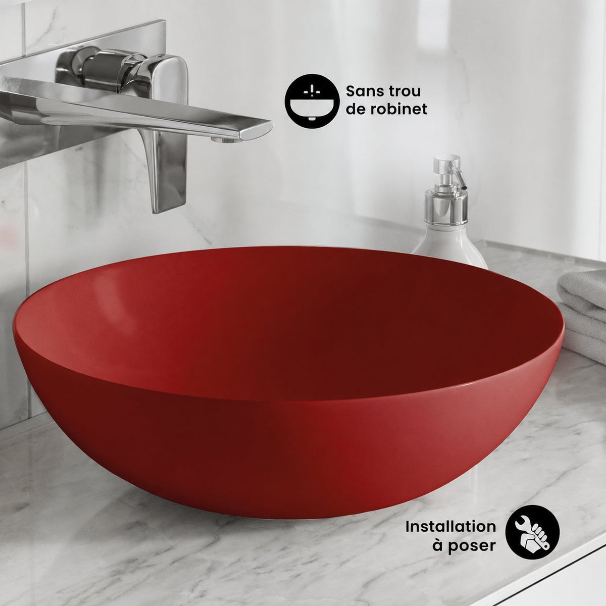 Classe 16 céramique vasque – finition rouge mat