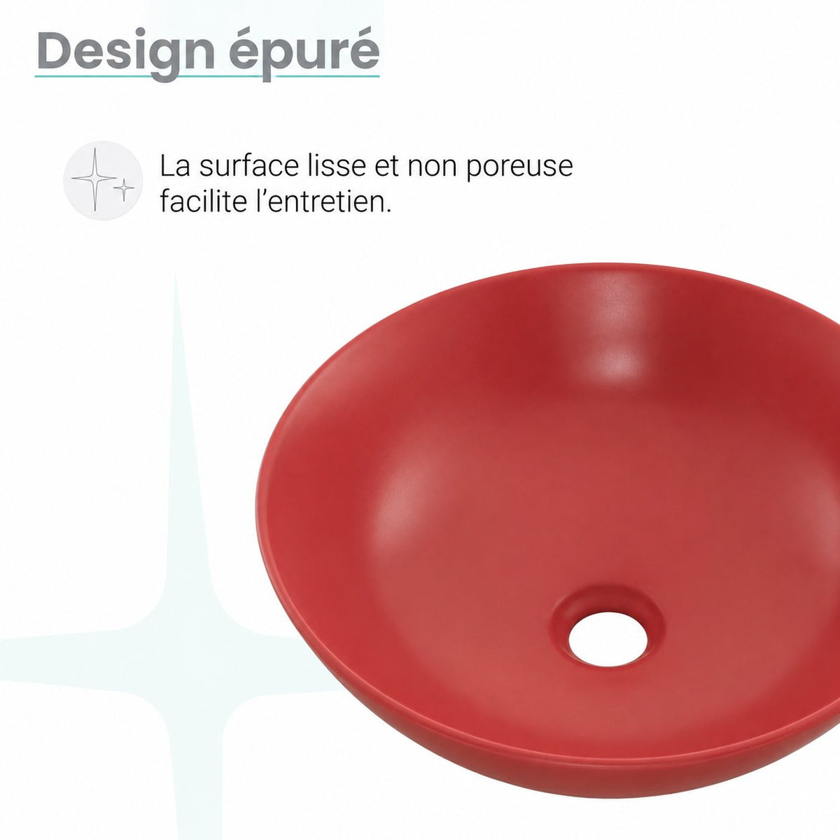 Classe 16 céramique vasque – finition rouge mat