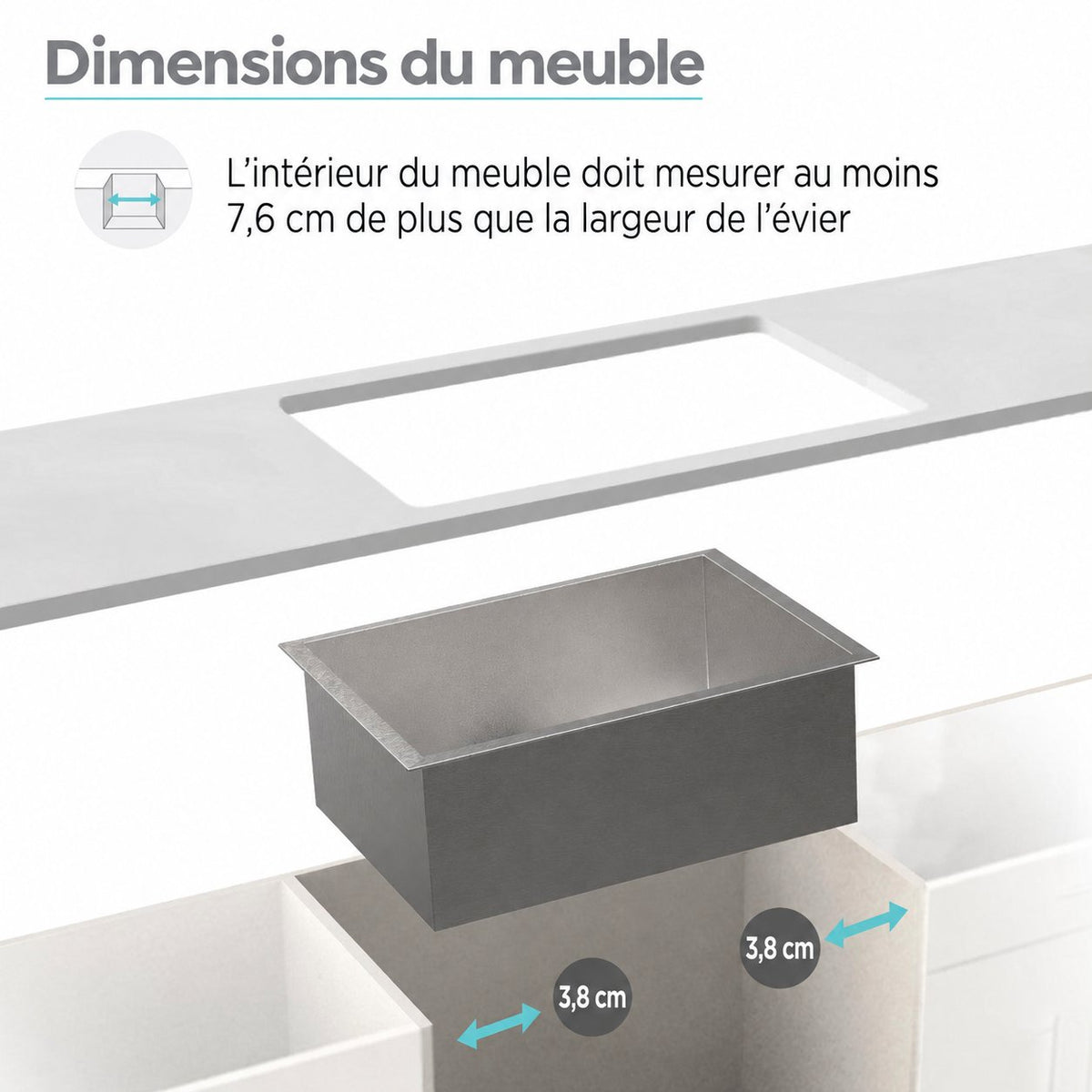 Tourner 66 × 45,7 cm acier inoxydable, simple Basin, Undermount évier de cuisine