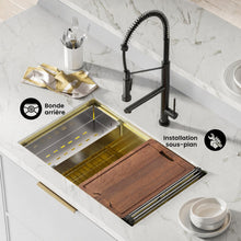 Tourner 76,2 × 48,3 cm acier inoxydable, simple Basin, Undermount Kitchen Workstation vasque – finition or
