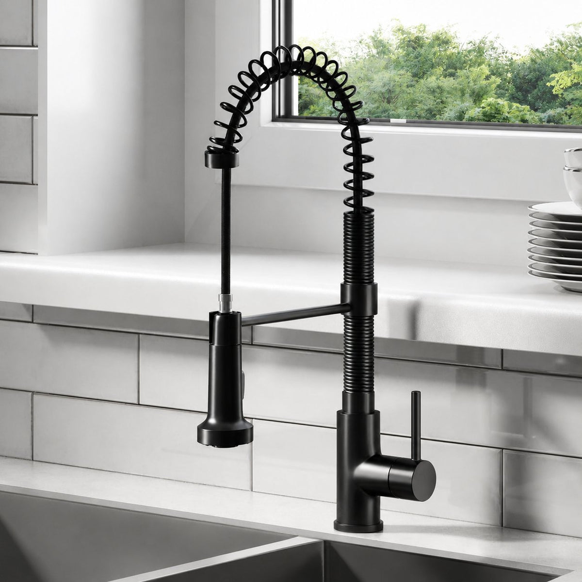 Nouvet Poignée unique, Pull-Down mitigeur de cuisine – finition noir mat
