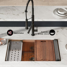 Tourner 76,2 × 48,3 cm acier inoxydable, simple Basin, Undermount Kitchen Workstation vasque – finition Rose or