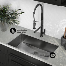 Rivage 81,3 × 48,3 cm acier inoxydable, simple Basin, Undermount évier de cuisine, noir