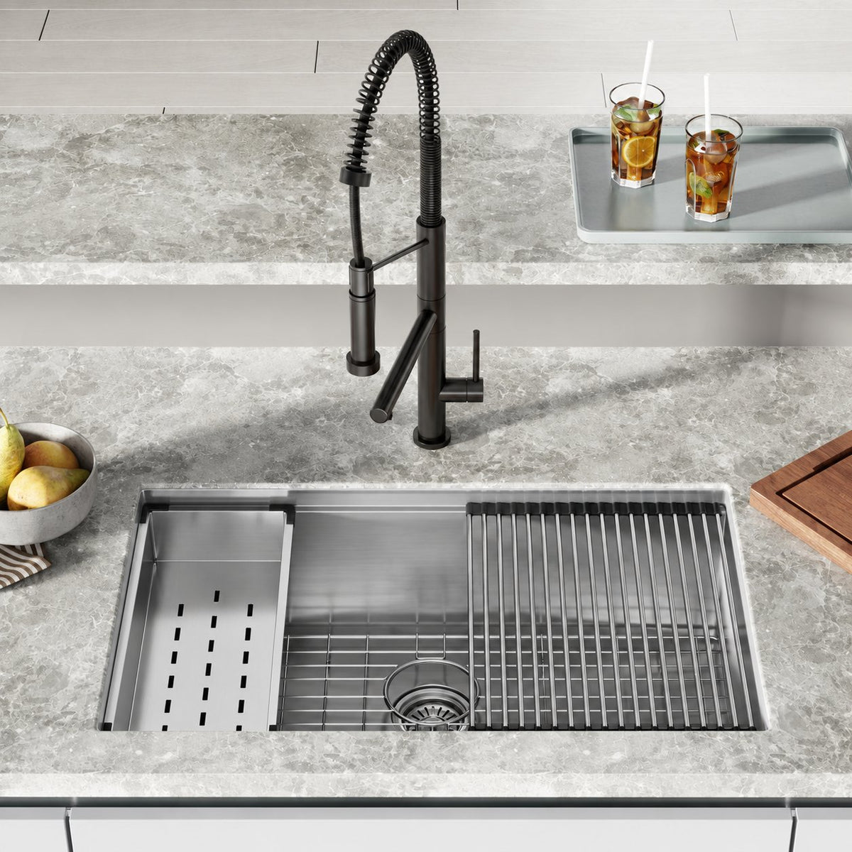 Tourner 81,3 cm 18 Gauge acier inoxydable Undermount évier de cuisine – finition noir mat