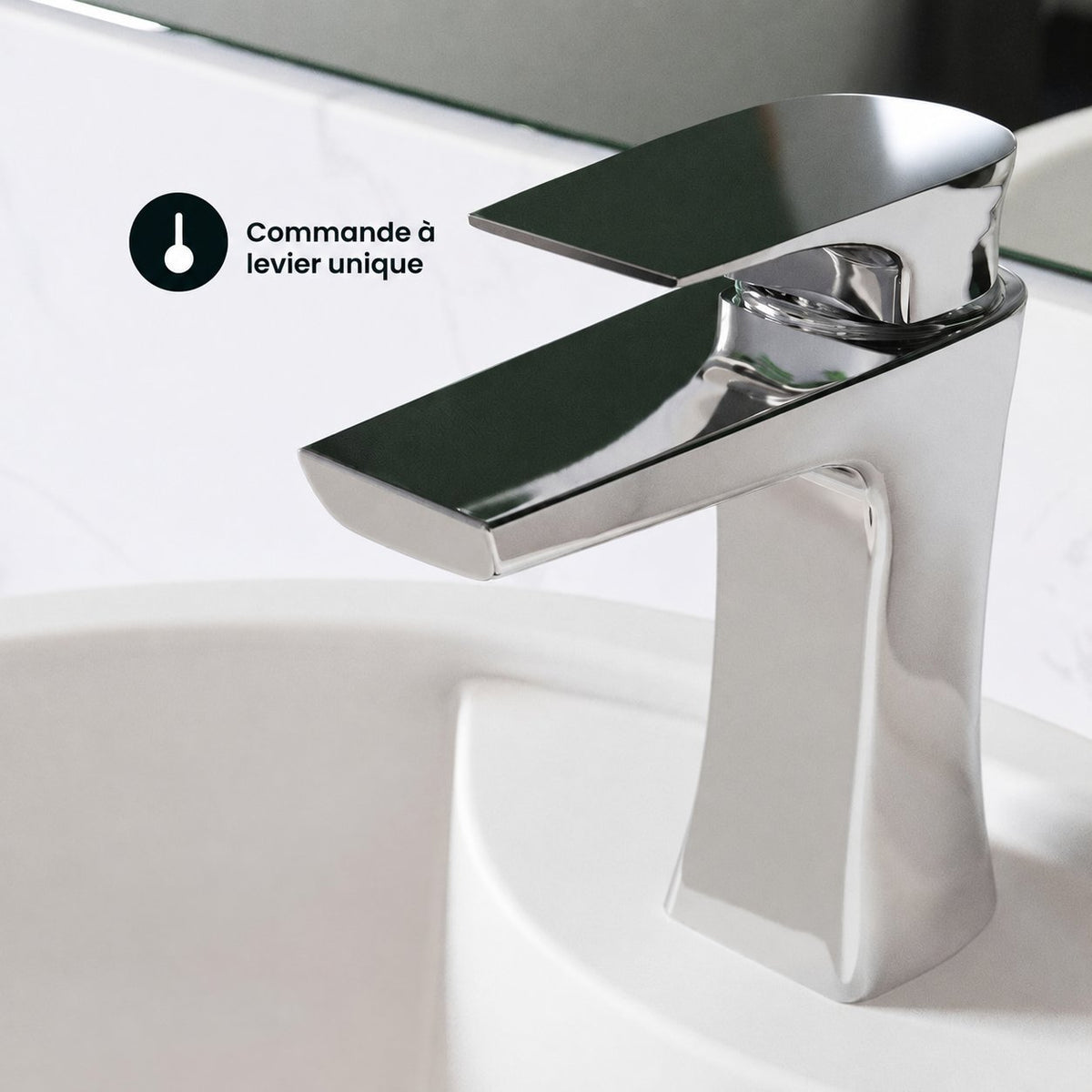 Monaco monotrou, monocommande, mitigeur de lavabo – finition Chrome