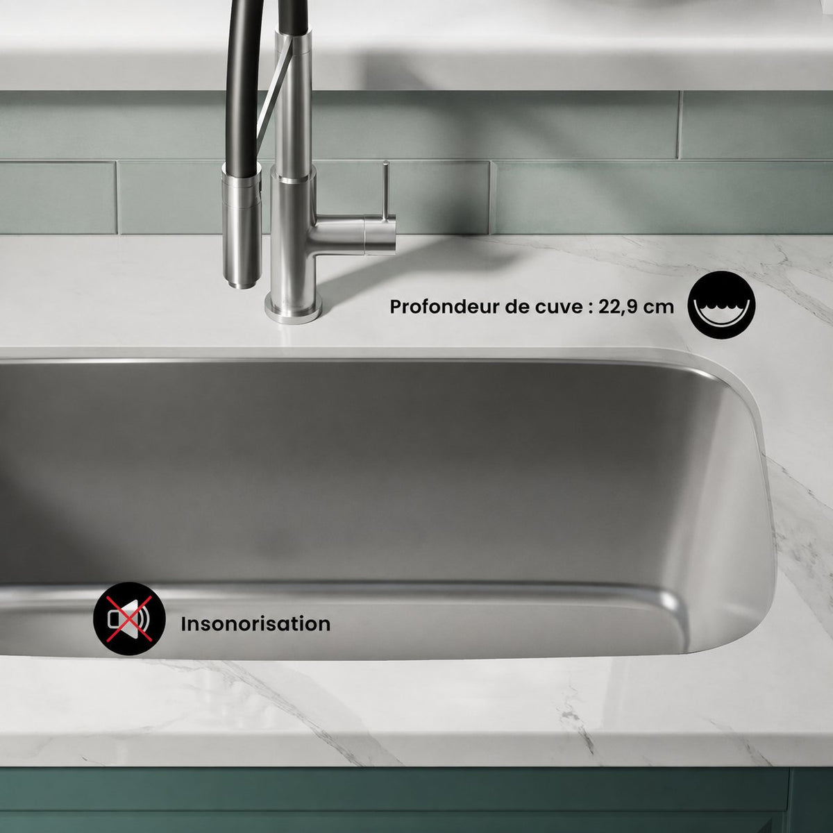 Toulouse 81,3 × 45,7 cm acier inoxydable, simple Basin, Under-Mount évier de cuisine