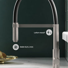 Troyes Poignée unique, Pull-Down mitigeur de cuisine – finition nickel brossé