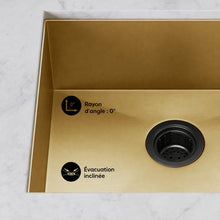 Tourner 53,3 × 45,7 cm acier inoxydable, simple Basin, Undermount évier de cuisine, or