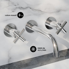 Ivy 20,3 cm. Widespread double Cross-Handle mural mitigeur de lavabo – finition chrome poli