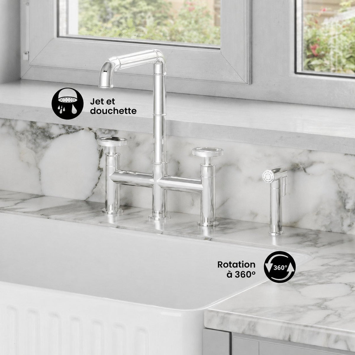 Avallon Pro Widespread mitigeur de cuisine avec Side Sprayer – finition Chrome