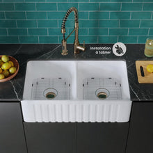 Elegance 83,8 cm x 50,8 cm simple Basin Fireclay Workstation évier de cuisine – finition blanc brillant
