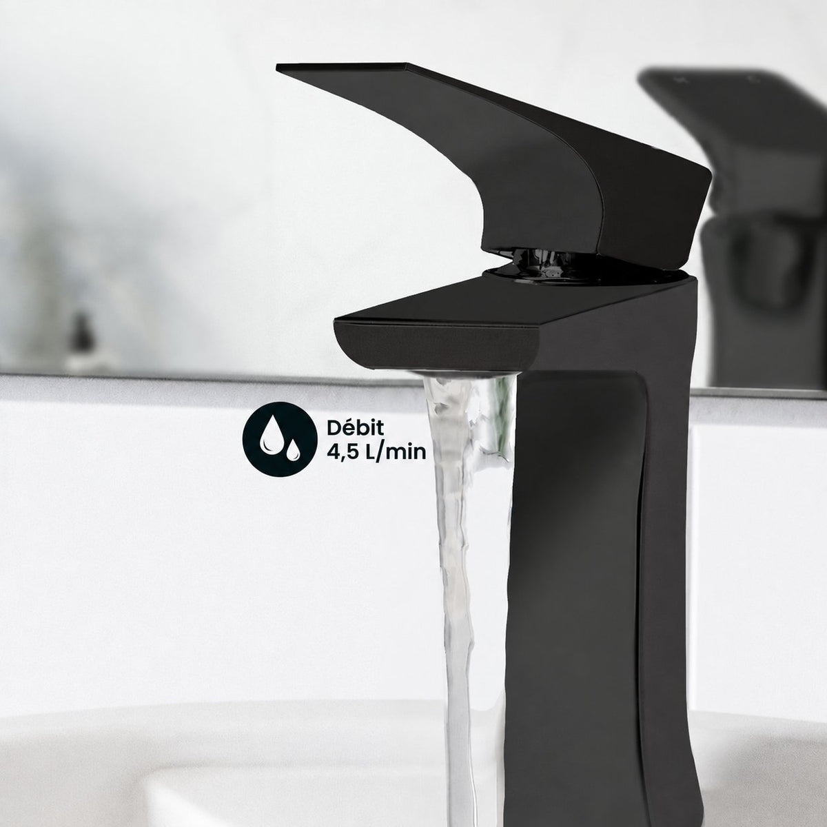 Monaco monotrou, monocommande, mitigeur de lavabo – finition noir mat