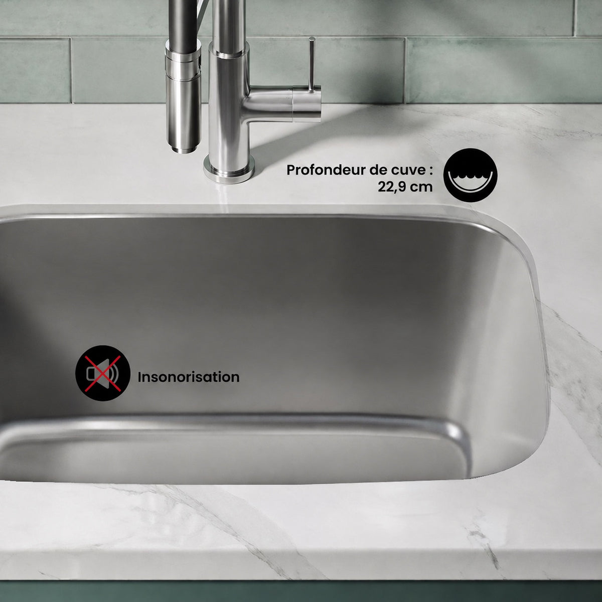 Toulouse 68,6 × 45,7 cm acier inoxydable, simple Basin, Undermount évier de cuisine