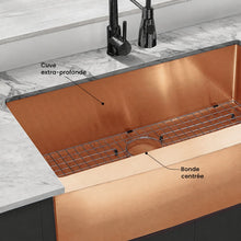 Rivage 91,4 × 53,3 cm acier inoxydable, simple Basin, Farmhouse évier de cuisine avec Apron – finition Rose or
