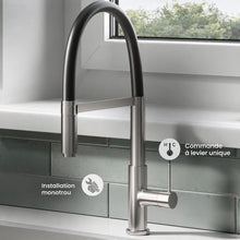 Troyes Poignée unique, Pull-Down mitigeur de cuisine – finition nickel brossé