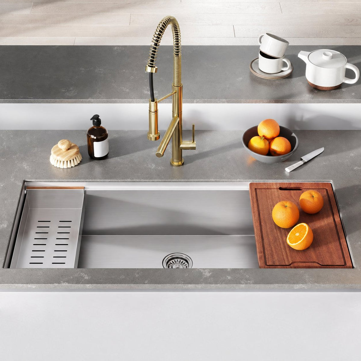 Rivage 114,3 × 48,3 cm simple Basin Undermount Kitchen Workstation vasque
